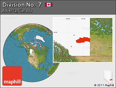 Satellite Location Map of Division No.  7, highlighted parent region