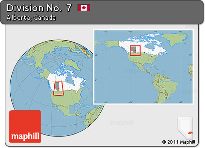 Savanna Style Location Map of Division No.  7, highlighted country, highlighted parent region, within the entire country