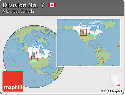Savanna Style Location Map of Division No.  7, highlighted country, highlighted parent region, within the entire country