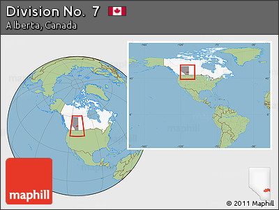 Savanna Style Location Map of Division No.  7, highlighted country, highlighted parent region, within the entire country