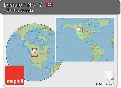 Savanna Style Location Map of Division No.  7, highlighted parent region, within the entire country