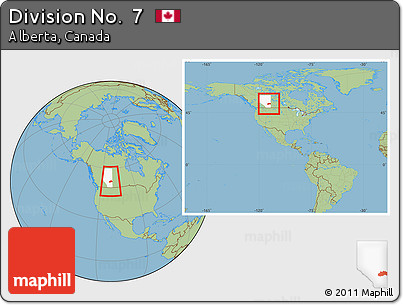 Savanna Style Location Map of Division No.  7, highlighted parent region, within the entire country