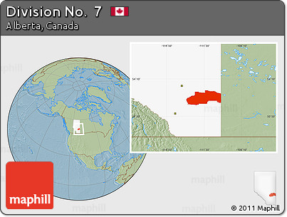 Savanna Style Location Map of Division No.  7, highlighted parent region, hill shading