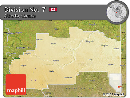 Physical Map of Division No.  7, satellite outside