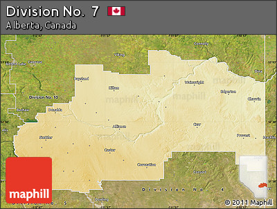 Physical Map of Division No.  7, satellite outside