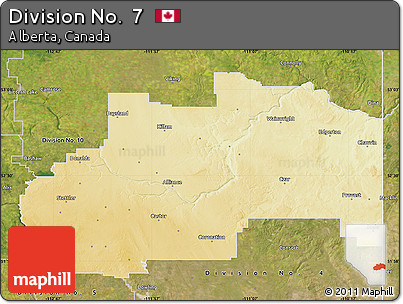 Physical Map of Division No.  7, satellite outside