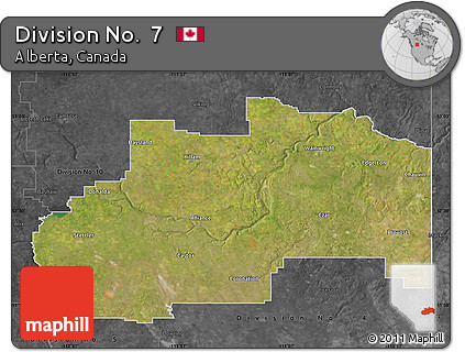 Satellite Map of Division No.  7, darken, desaturated