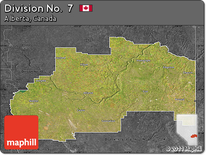 Satellite Map of Division No.  7, darken, desaturated