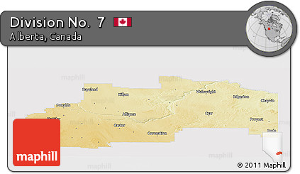 Physical Panoramic Map of Division No.  7, cropped outside