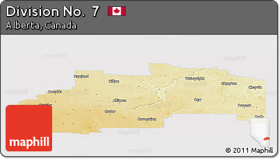 Physical Panoramic Map of Division No.  7, cropped outside
