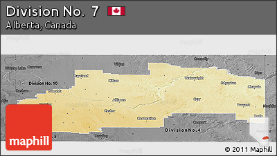 Physical Panoramic Map of Division No.  7, darken, desaturated