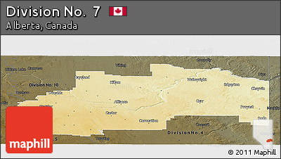 Physical Panoramic Map of Division No.  7, darken