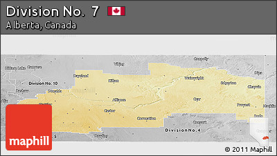Physical Panoramic Map of Division No.  7, desaturated