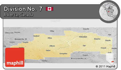 Physical Panoramic Map of Division No.  7, desaturated