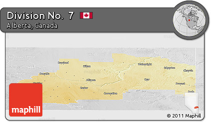 Physical Panoramic Map of Division No.  7, lighten, desaturated