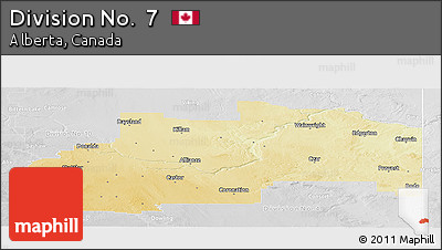 Physical Panoramic Map of Division No.  7, lighten, desaturated