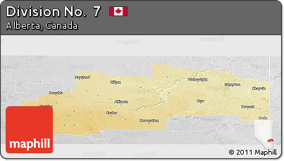 Physical Panoramic Map of Division No.  7, lighten, desaturated