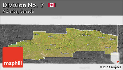 Satellite Panoramic Map of Division No.  7, darken, desaturated