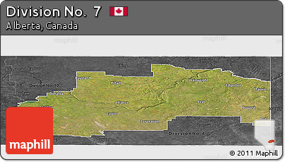Satellite Panoramic Map of Division No.  7, darken, desaturated
