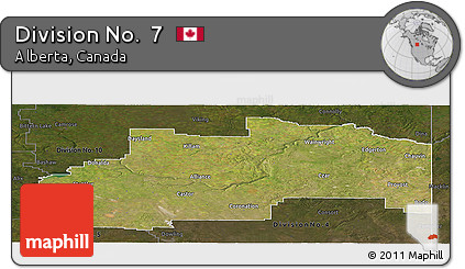 Satellite Panoramic Map of Division No.  7, darken