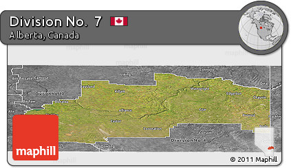 Satellite Panoramic Map of Division No.  7, desaturated