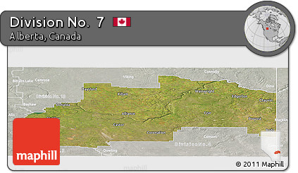 Satellite Panoramic Map of Division No.  7, lighten, semi-desaturated