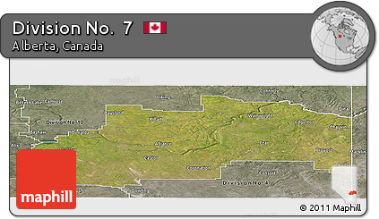 Satellite Panoramic Map of Division No.  7, semi-desaturated