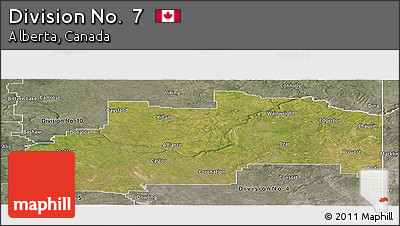 Satellite Panoramic Map of Division No.  7, semi-desaturated