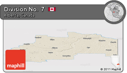 Shaded Relief Panoramic Map of Division No.  7, single color outside