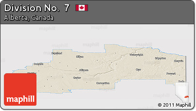 Shaded Relief Panoramic Map of Division No.  7, single color outside