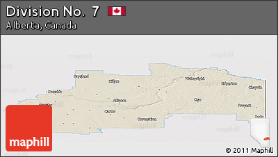 Shaded Relief Panoramic Map of Division No.  7, single color outside
