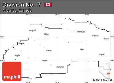 Blank Simple Map of Division No.  7, cropped outside