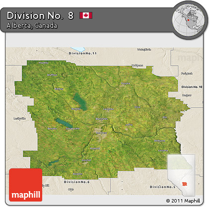 Satellite 3D Map of Division No.  8, shaded relief outside