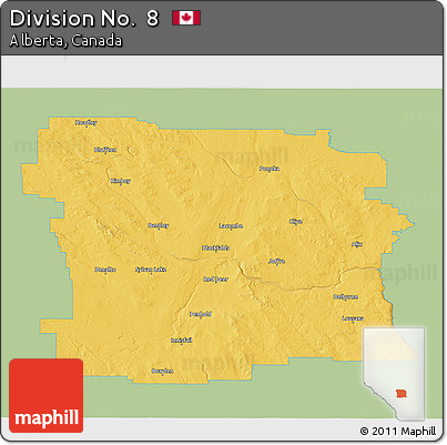 Savanna Style 3D Map of Division No.  8, single color outside