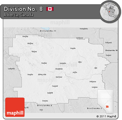 Silver Style 3D Map of Division No.  8