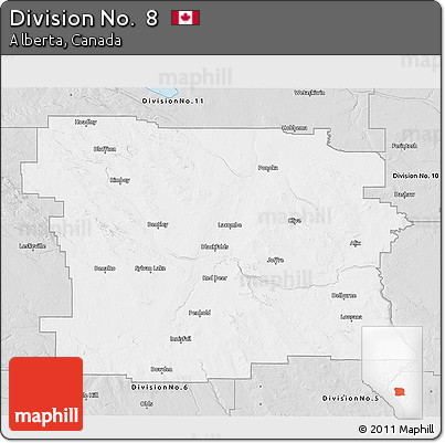Silver Style 3D Map of Division No.  8
