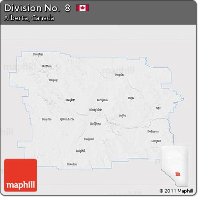 Silver Style 3D Map of Division No.  8, single color outside