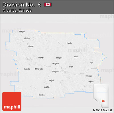 Silver Style 3D Map of Division No.  8, single color outside