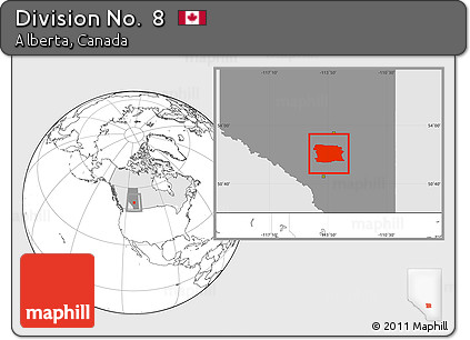 Blank Location Map of Division No.  8, highlighted country, highlighted parent region