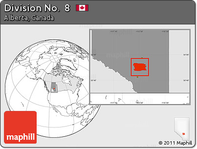 Blank Location Map of Division No.  8, highlighted country, highlighted parent region
