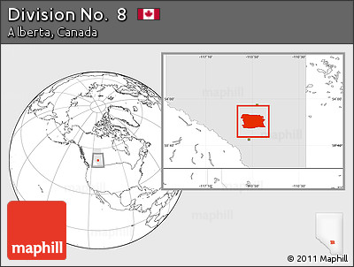 Blank Location Map of Division No.  8, highlighted parent region