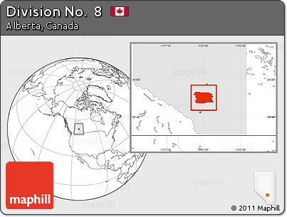 Blank Location Map of Division No.  8, highlighted parent region