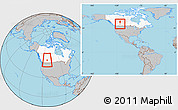 Gray Location Map of Division No.  8, highlighted country, within the entire country