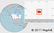 Gray Location Map of Division No.  8, highlighted country, hill shading