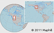 Gray Location Map of Division No.  8, highlighted parent region, within the entire country, hill shading