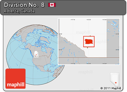 Gray Location Map of Division No.  8, highlighted parent region