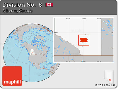 Gray Location Map of Division No.  8, highlighted parent region