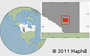 Savanna Style Location Map of Division No.  8, highlighted country, highlighted parent region, hill shading
