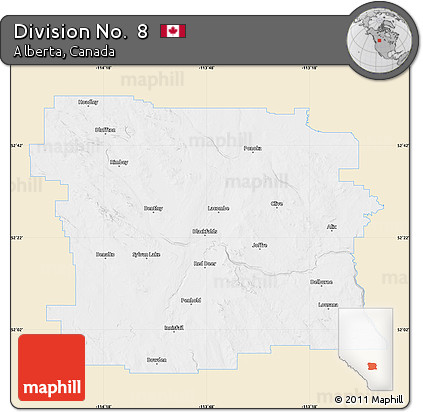 Classic Style Map of Division No.  8, single color outside