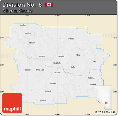 Classic Style Map of Division No.  8, single color outside